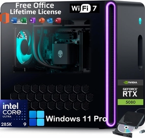 Alienware Aurora R16 Gaming Desktop 2025 - NVIDIA RTX 5080 GDDR7 (Beats 4090), Intel Core Ultra 9 285K(AI NPU), Win 11 Pro & Office License, External DVD, WiFi 7(64GB DDR5 | 8TB SDD | 2TB HDD)