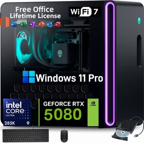 Alienware Aurora R16 Gaming Desktop 2025, Intel 24 Core Ultra 9 285K(AI NPU), RTX 5080 GDDR7(Beat 4090), w/Win 11 Pro & Office License, External DVD Drive (32GB DDR5 | 2TB SDD | 2TB HDD)