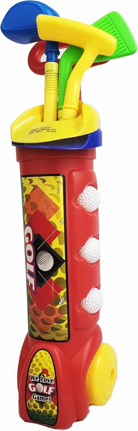 All-Inclusive Kids Golf Set with Clubs, Balls, Flags, and Trolley - Safe and Durable Toy for Indoor & Outdoor Play for Boys and Girls Ages 3-12, Medium, Red