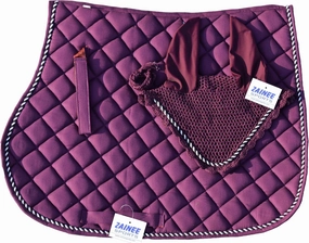 All Purpose English Saddle Pad with Matching Fly Bonnet – Handmade Jumping Saddle Pad Set – Breathable Shock-Absorbing Cotton/Polyester – Non-Slip Equestrian Riding Gear