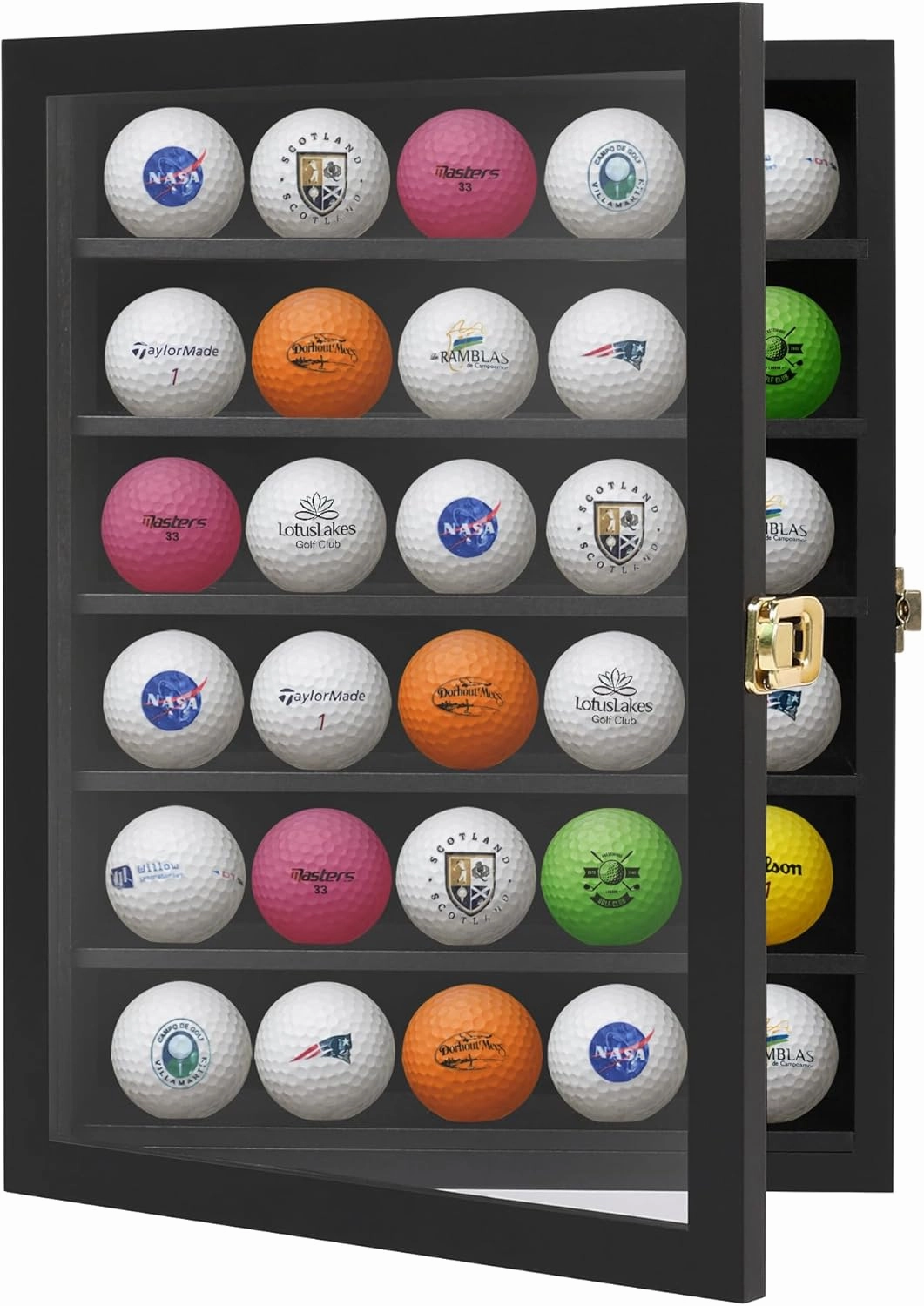 Americanflat 14x11 Golf Ball Display Case Lockable - Holds Up to 30 Golf Balls - All-Star Collection - Black Display Case for Wall Mounting with Polished Plexiglass - Black - Gift for Golf Enthusiasts
