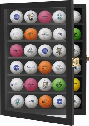 Americanflat 14x11 Golf Ball Display Case Lockable - Holds Up to 30 Golf Balls - All-Star Collection - Black Display Case for Wall Mounting with Polished Plexiglass - Black - Gift for Golf Enthusiasts