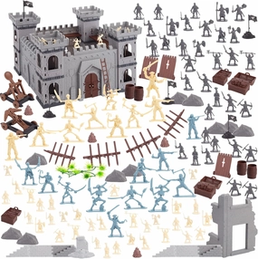 AMOR PRESENT 310PCS Ancient Military Soldier Set, Toy Medieval Knights Army Men Pirate Castle Model Assembly for Boys Birthday Party Gift