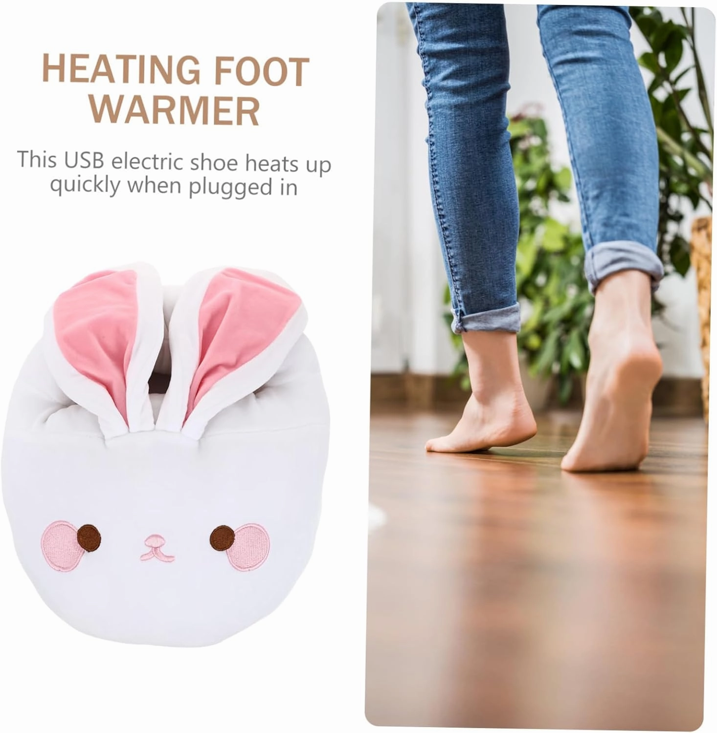 Amosfun Heated Electric Foot Warmer Sliers Rechargeable Warmer Shoes for Winter