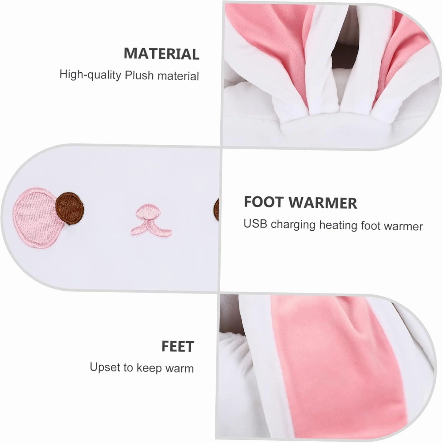 Amosfun Heated Electric Foot Warmer Sliers Rechargeable Warmer Shoes for Winter