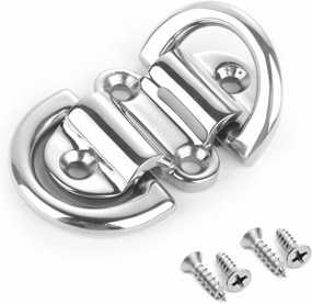 AMYSPORTS Heavy Duty Tie Down Ring Marine Rail Folding Pad Eye Deck Stainless Folding Pad Eye Double Rings SUS316
