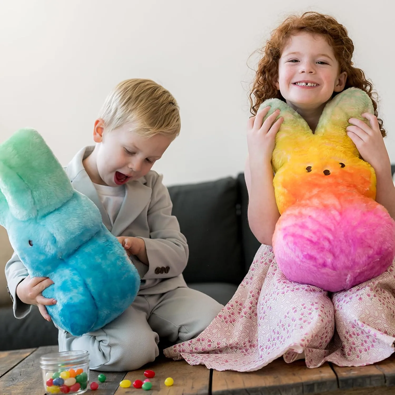 Animal Adventure | Shaggy Bunny Peeps | 15” Collectible Plush | Blue Green