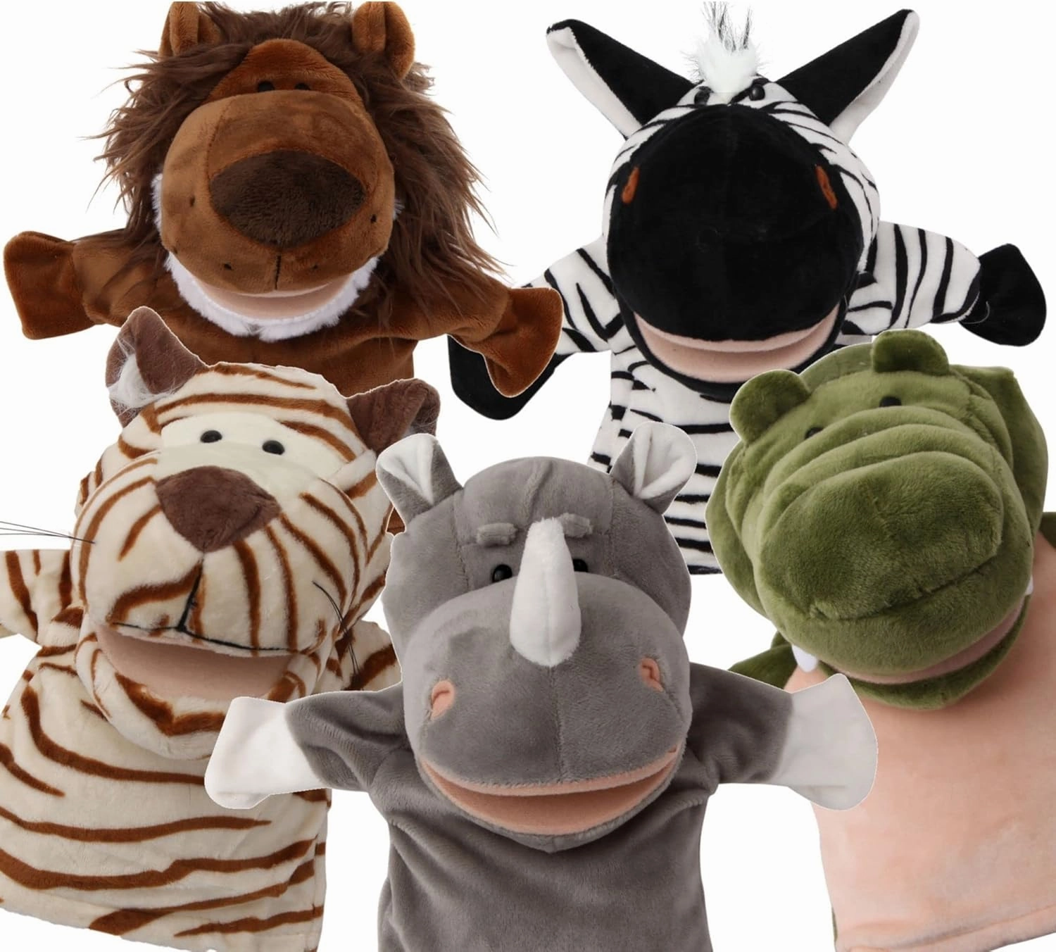 Animal Hand Puppets Set for Kids & Adults - 12.5" Premium Quality Soft Plush Toys with Movable Mouths - Perfect for Storytelling, Teaching, Preschool, Role-Play - Durable, Vibrant, Educational Puppets