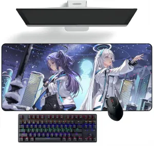 Anime Mouse pad Blue Archive Yūka & Noa Anime Mouse Pads Deskmat Keyboard Mat Large Mouse Pads, 400mm*900mm*3mm