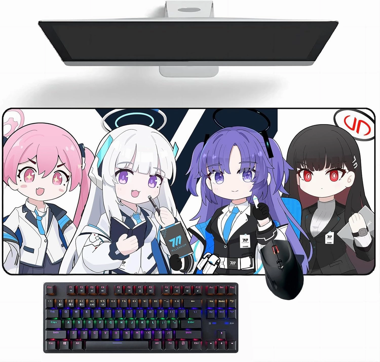 Anime Mouse pad Blue Archive Yūka & Noa Anime Mouse Pads Deskmat Keyboard Mat Large Mouse Pads