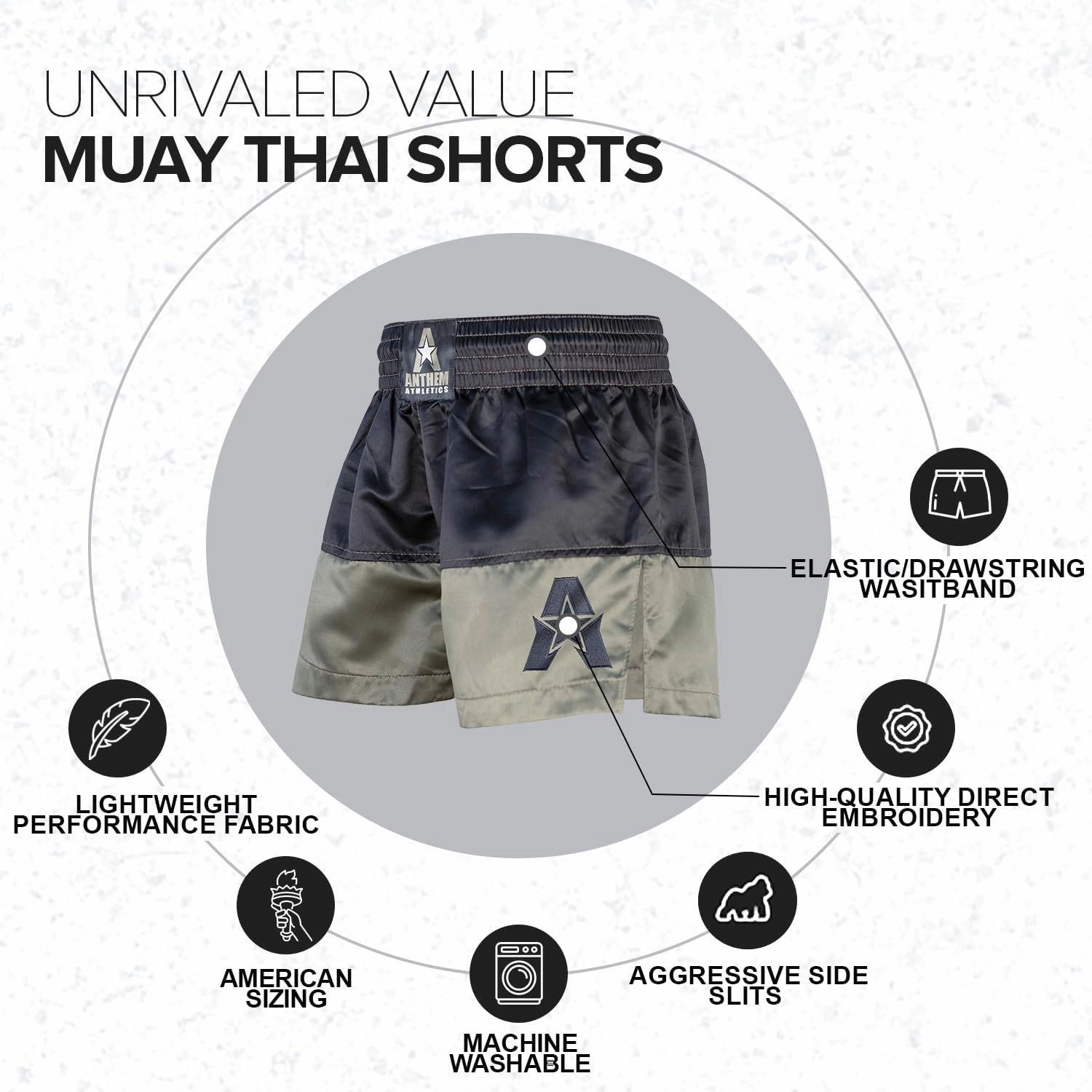 Anthem Athletics Muay Thai Shorts Men, Muay Thai Shorts Women - Kickboxing Short Boxing Trunks 5050 Classic Infinity Resolute