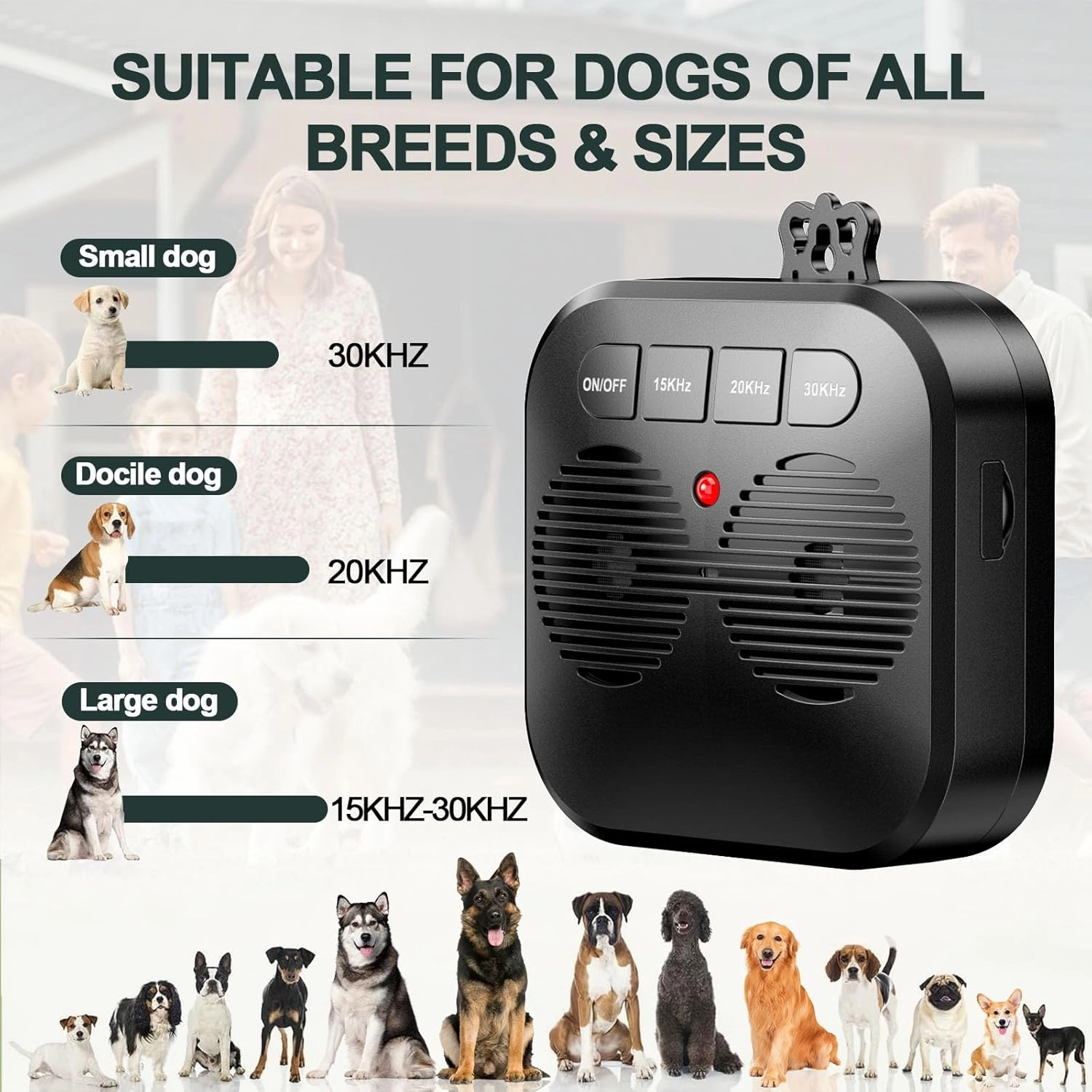 Anti Barking Device for Dogs, Ultrasonic Dog Barking Silencer with 3 Modes, Rechargeable Dog Bark Deterrent Devices for Most Breeds Indoor/Outdoor Use, 33FT Bark Box Stops Bad Behavior (Black)