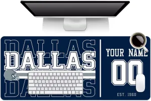 ANTKING Dallas Mouse Pad Custom Name and Number Desk Pad for Men Women Youth Gifts