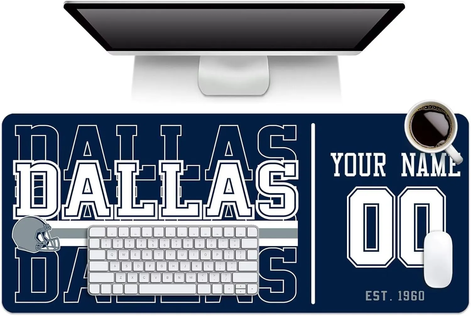 ANTKING Dallas Mouse Pad Custom Name and Number Desk Pad for Men Women Youth Gifts