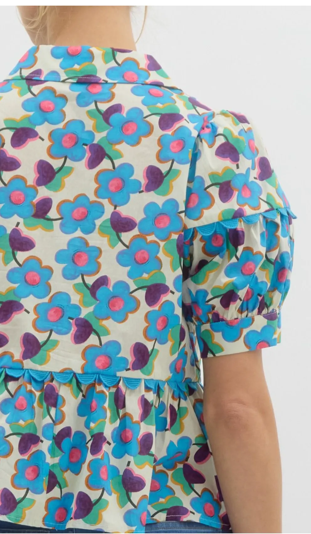 Aqua Floral Top