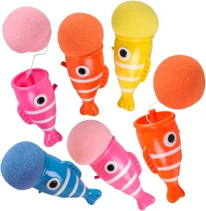 ArtCreativity Clownfish Launchers, Pack of 12, 6 Inch Foam Ball Launchers in Assorted Colors, Squeeze & Pop Game, Birthday Party Favors for Kids, Goodie bag Fillers, Carnival Prize