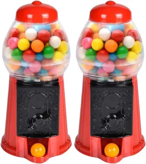 ArtCreativity Gumball Machine for Kids, Set of 2, 6.5" Desktop Bubble Gum Mini Candy Dispenser, Unique Money Saving Coin Bank, Valentines Gift, Vintage Office Desk Decoration (Gumballs not Included)