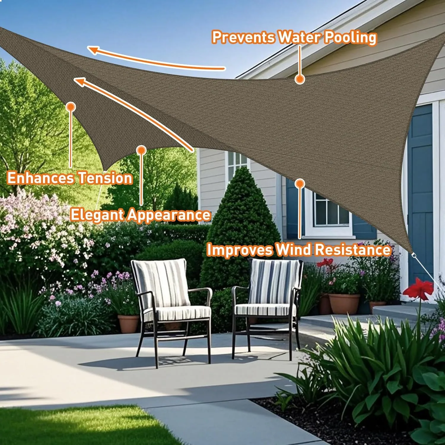Artpuch Rectangular Breathable UV Block Sun Shade Sail Outdoor Covering Cloth for Deck, Backyard, 16'X20', Mocha (Customized Available)