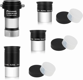 Astromania Multi Coated 1.25-Inch Plossl Eyepieces(4mm, 10mm, 25mm) with 2X Barlow Astronomical Telescope Accessory Kit - let You get The Most Out and enhances The Performance of Your Telescope