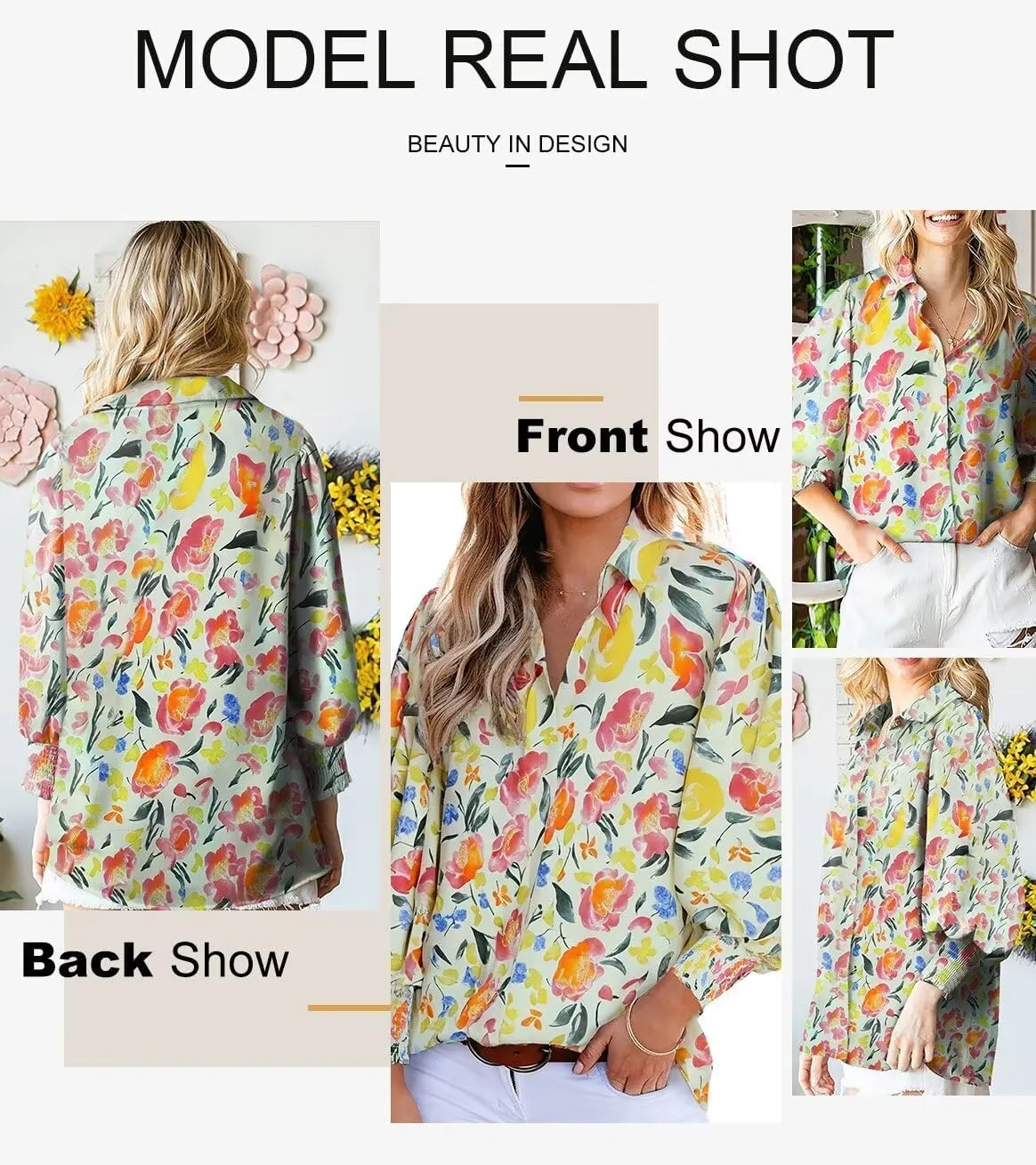 Astylish Women 2025 Loose V-Neck Shirts Paisley Print Lantern Sleeve Blouse Boho Tops