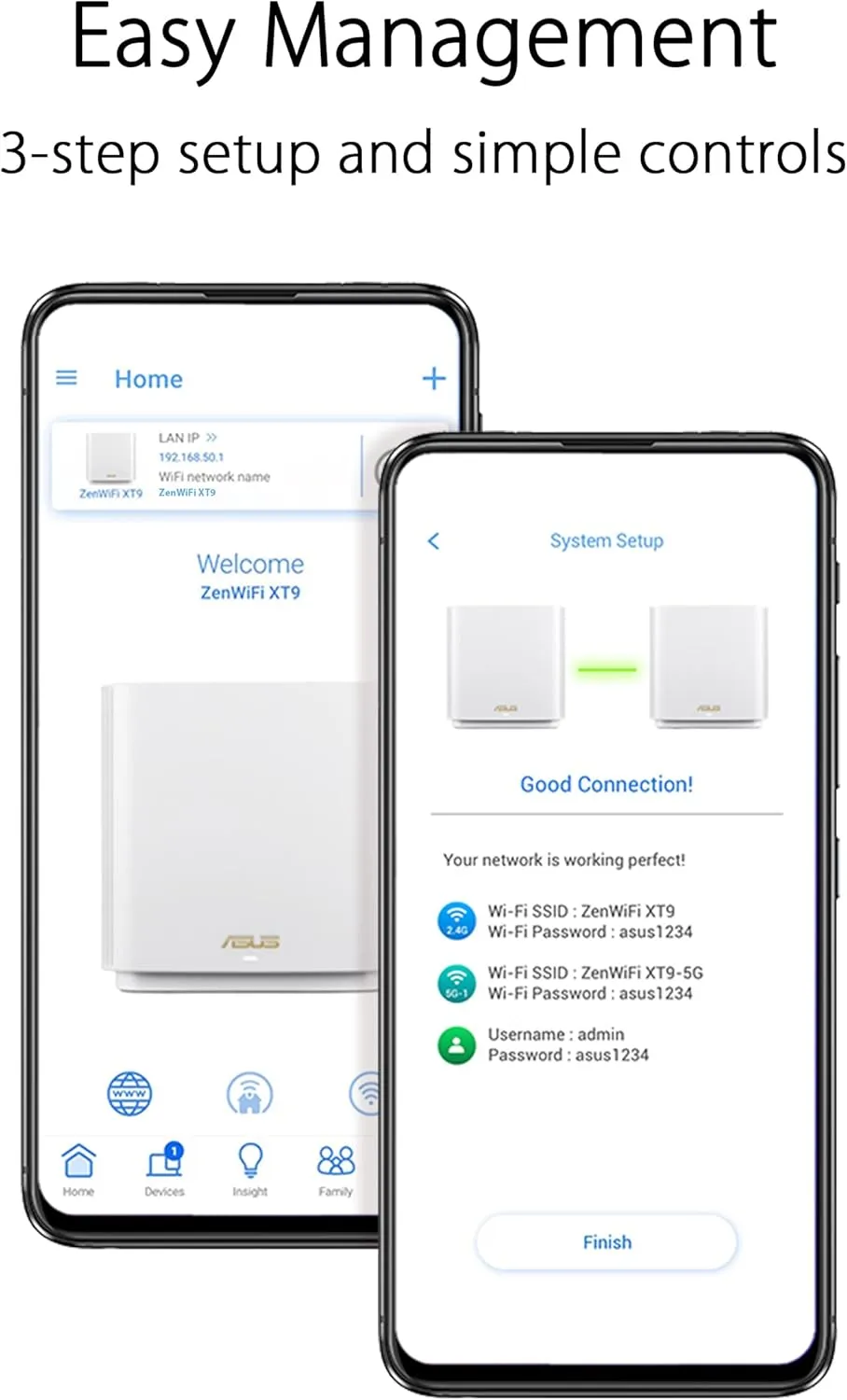 ASUS ZenWiFi XT9 AX7800 Tri-Band WiFi6 Mesh WiFiSystem (2Pack), 802.11ax, up to 5700 sq ft & 6  Rooms, AiMesh, Lifetime Free Internet Security, Parental Controls, 2.5G WAN Port, UNII 4, Charcoal