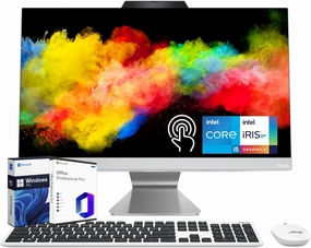 ASUS 23.8 inch All-in-One Desktop A3402, 23.8" FHD Touchscreen, Intel i5-1235U, Intel Iris Xe Graphics, 64 GB RAM, 4 TB SSD, Wi-Fi 6, BT 5.3, 720p Camera, Windows 11 Pro, Office Pro Lifetime
