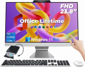 ASUS 23.8-inch All-in-One Desktop PC - FHD Touchscreen - w/Office Lifetime & CD/DVD Drive - Intel i5 1235U - Wi-Fi 6 - HD Webcam - Windows 11 Pro for Everyday Study & Work Use (16GB RAM, 1TB SSD)