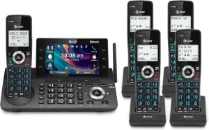 AT&T 5-Handset DECT 6.0 Cordless Home and Business Phone with Answering Machine, 5" Color Display, One-Touch Shortcut, Conference, Intercom, Smart Call Blocker, Bluetooth Connect to Cell: DLP73590