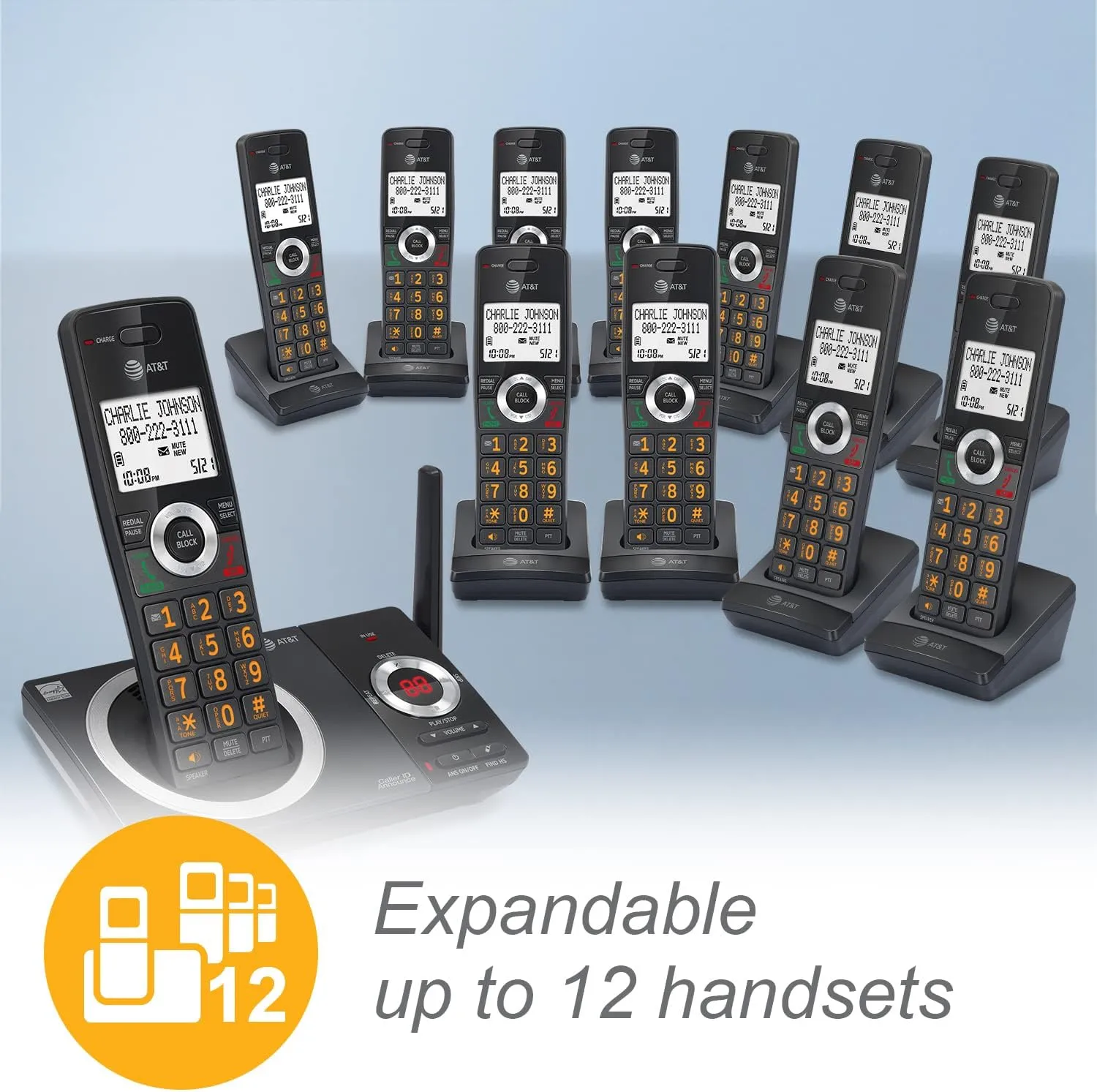 AT&T CL82319 DECT 6.0 3-Handset Cordless Phone for Home with Answering Machine, Call Blocking, Caller ID Announcer, Intercom and Long Range, Black
