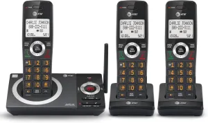 AT&T CL82319 DECT 6.0 3-Handset Cordless Phone for Home with Answering Machine, Call Blocking, Caller ID Announcer, Intercom and Long Range, Black