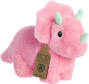 Aurora® Responsibly Made Eco Nation™ Trix Triceratops Stuffed Animal - Ideal for Playtime Adventures - Perfect for Birthdays or Just Because - Pink 8 Inches