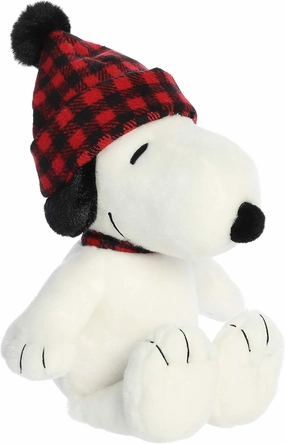 Aurora® Festive Peanuts® Winter Plaid Snoopy Stuffed Animal - Classic Characters - Lasting Memories - White 11 Inches