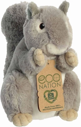 Aurora® Responsibly Made Eco Nation™ Squirrel Stuffed Animal - Ideal for Playtime Adventures - Perfect for Birthdays or Just Because - Gray 8 Inches