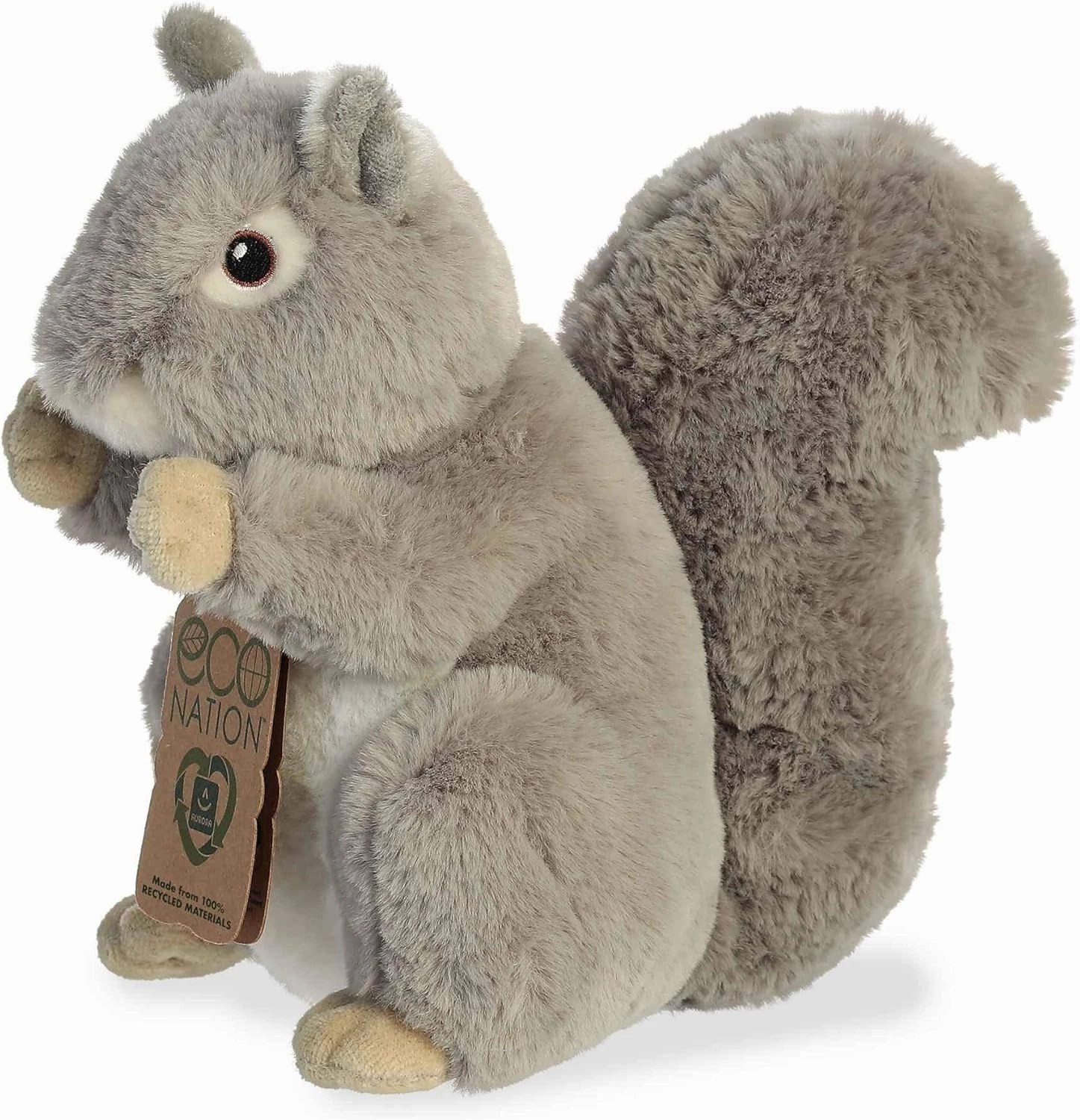 Aurora® Responsibly Made Eco Nation™ Squirrel Stuffed Animal - Ideal for Playtime Adventures - Perfect for Birthdays or Just Because - Gray 8 Inches