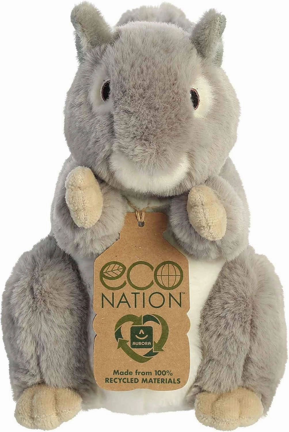 Aurora® Responsibly Made Eco Nation™ Squirrel Stuffed Animal - Ideal for Playtime Adventures - Perfect for Birthdays or Just Because - Gray 8 Inches