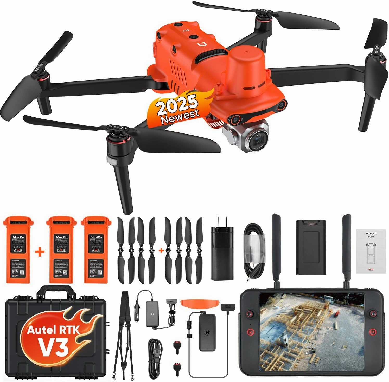 Autel Robotics EVO II PRO RTK V3, S-ony 1'' 6K/30fps HDR Video, Centimeter-Level Positioning, High-Precision GNSS Base Station, PPK Support, 20MP, SkyLink 2.0, 15KM Transmission, For Mapping