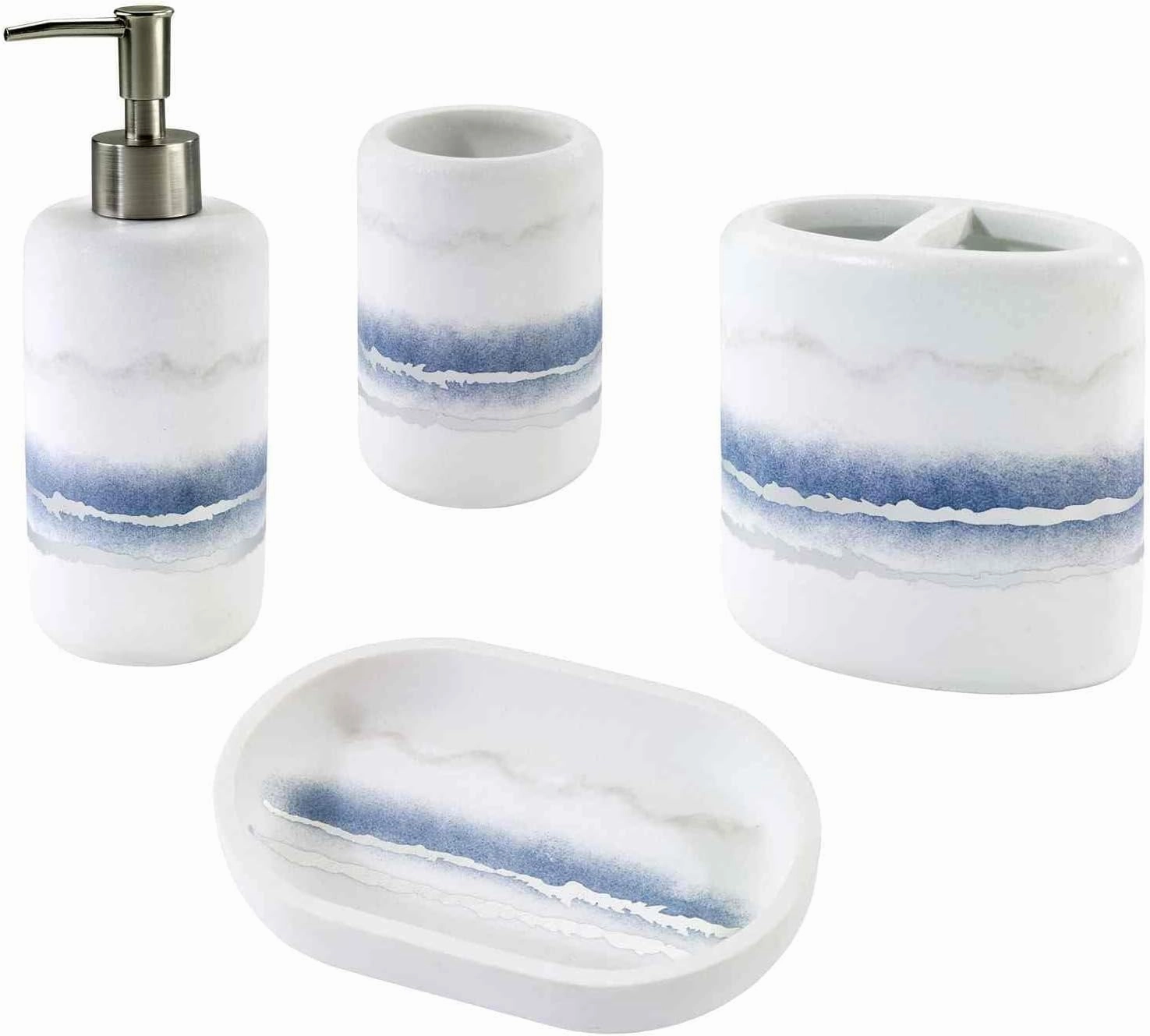 Avanti Linens - Accessory Set, Resin Countertop Accessories, Marble Inspired Bathroom Essentials (Murano Collection)