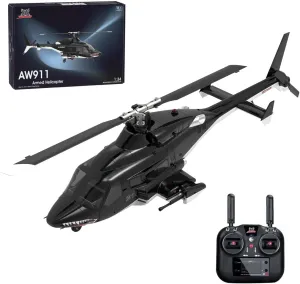 AW-911 Air - Wolf 1/34 Scale Flybarless RC Helicopter Model, 2.4G 9CH with 6G/3D Stunt Mode and GPS Positioning, RC Aircraft, Gifts for Boys Girls (RTF Version/Mode 1/Mode 2 Switchable)
