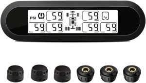 B-Qtech RV Tire Pressure Monitoring System for Trailer Travel Motorhome(0~199PSI) with 6 Sensors, Wireless Solar Powered TPMS 5 Alarm Modes Tire Pressure Real-time Monitor Alarm System