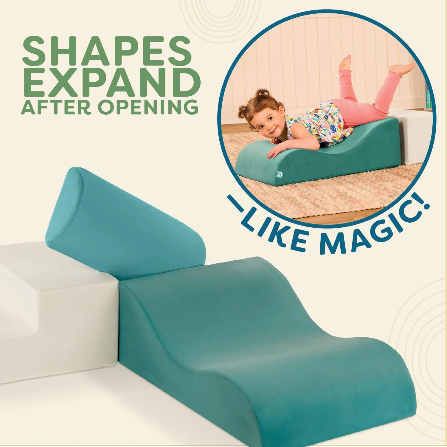 B. toys- Sensory Foam Building Shapes for Toddlers - 3-Piece Climbing Set with Stairs, Ramp & Half-Cylinder - Machine Washable Baby Toys with Removable Covers - Indoor Play Equipment for 12  Months