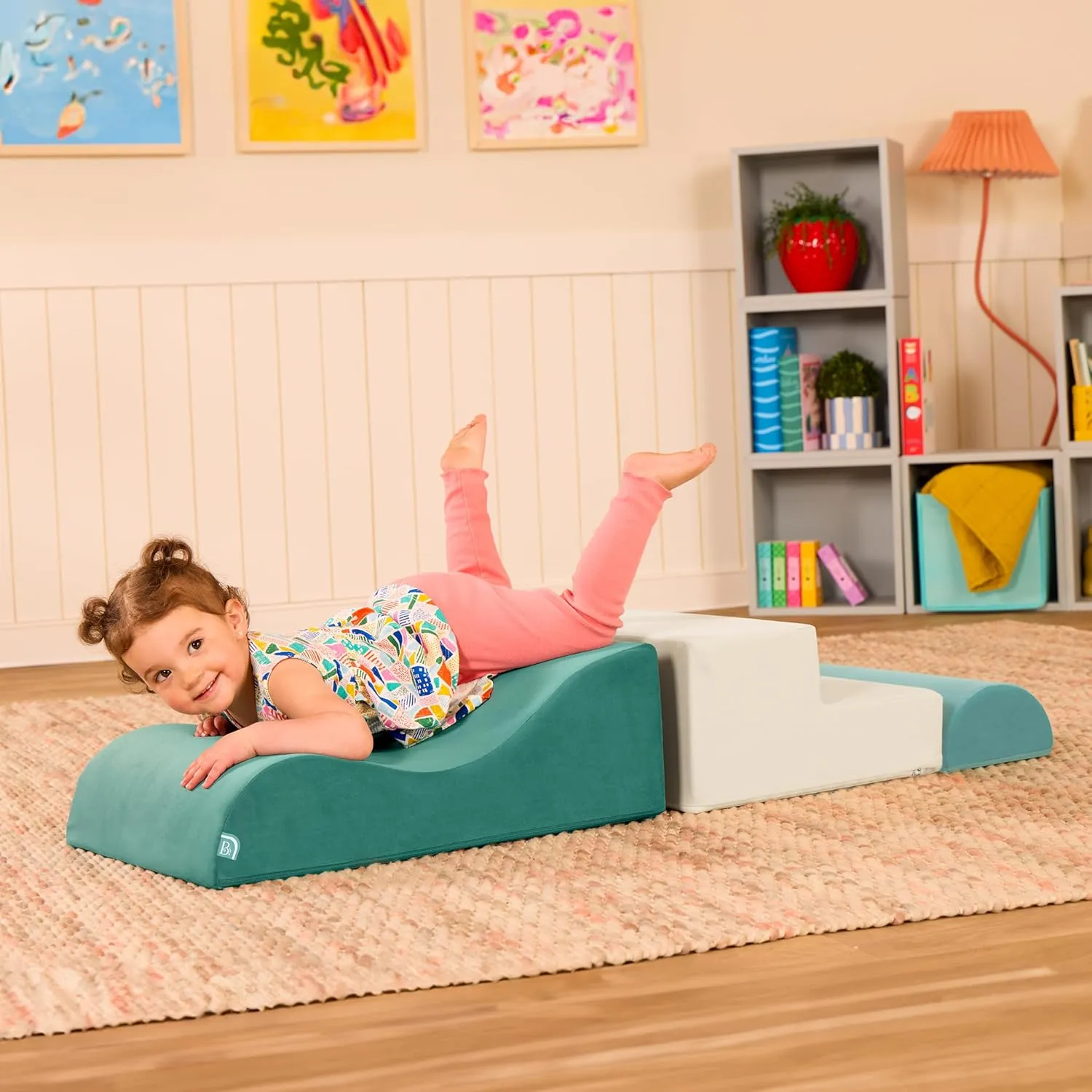 B. toys- Sensory Foam Building Shapes for Toddlers - 3-Piece Climbing Set with Stairs, Ramp & Half-Cylinder - Machine Washable Baby Toys with Removable Covers - Indoor Play Equipment for 12  Months