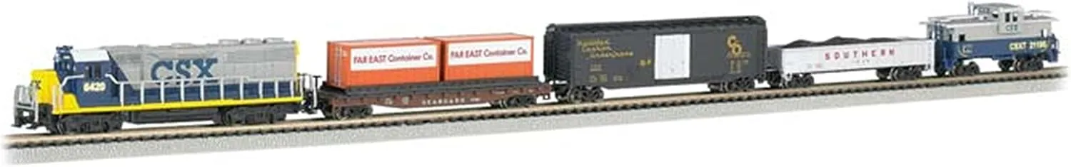 Bachmann Trains - Freightmaster Ready To Run 60 Piece Electric Train Set - N Scale,Silver , 0.5 Liters
