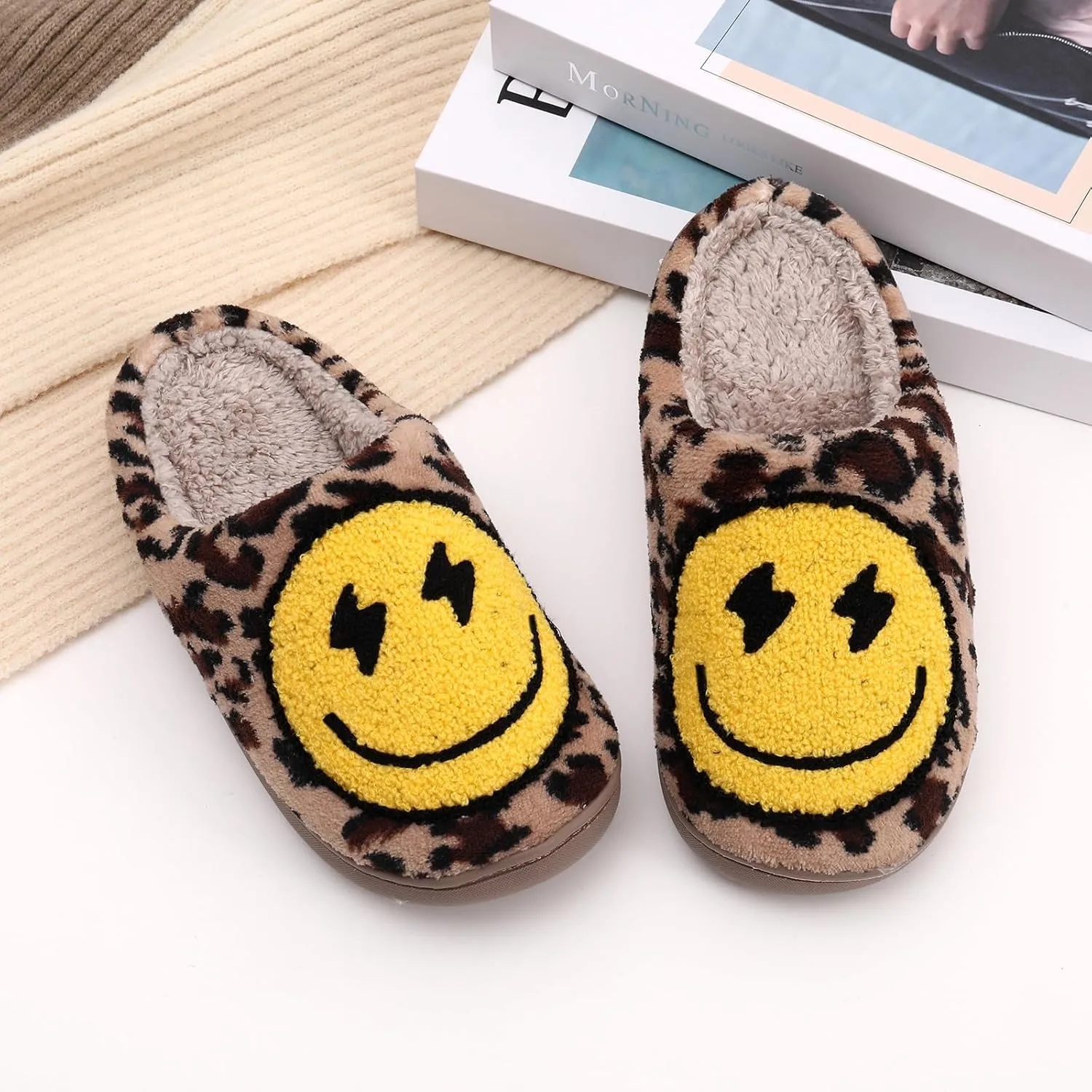 Bad Cute Bunny Slippers for Women Men Soft Fuzzy Slippers Warm Cozy Love Heart Slippers Plush Slip-On House Slippers
