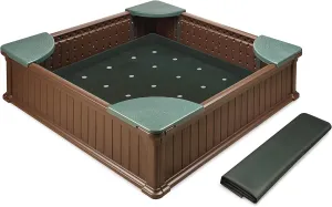 Badger Basket 2-in-1 Sandbox & Garden Planter - Outdoor Play & Planting Box - Durable Design with Cover - Easy Assembly (48.75 x 48.75 x 12.01)