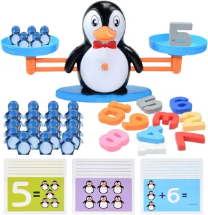 BAKAM Penguin Balance Scale Number Counting Blocks Games for Kids Ages 3-5, Montessori Math Games for Kids 5-7, Preschool Kindergarten Learning Activities, STEM Educational Toys for 3  Year Old