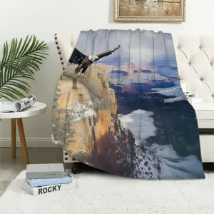 Bald Eagle Snowy Mountain Range Grand Canyon National Park Soft Plush Blanket All Seasons Lightweight 40x50in