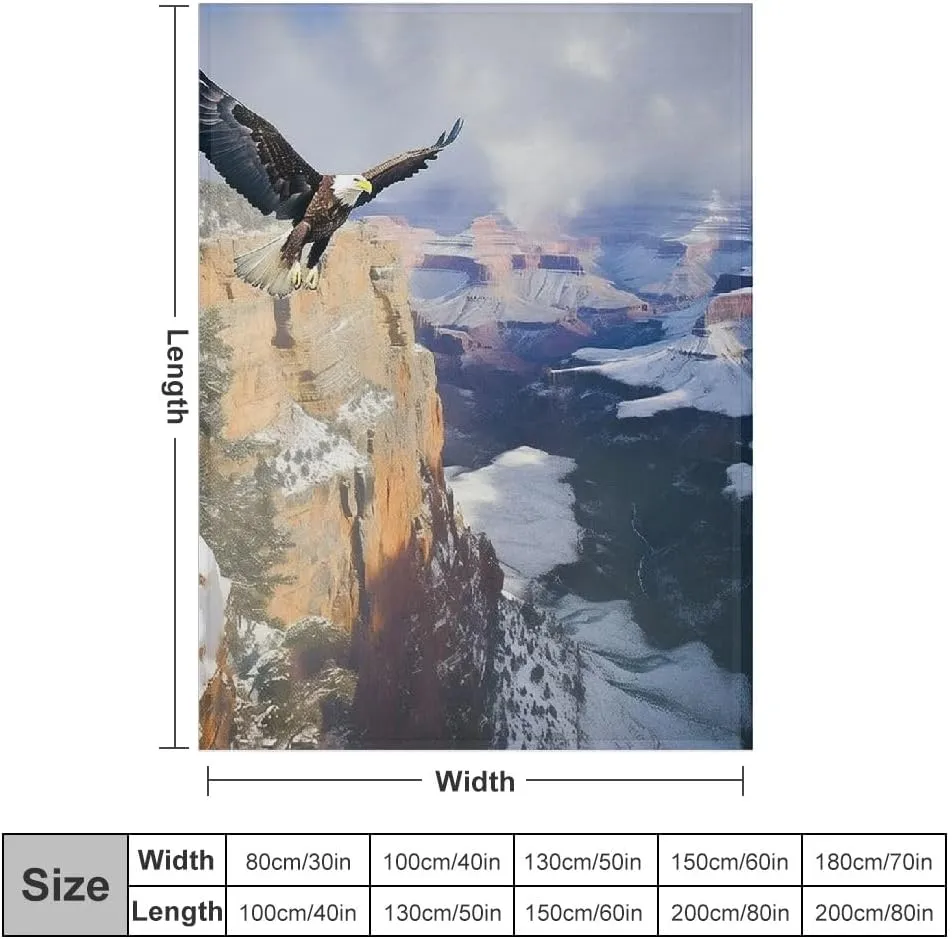 Bald Eagle Snowy Mountain Range Grand Canyon National Park Soft Plush Blanket All Seasons Lightweight 40x50in