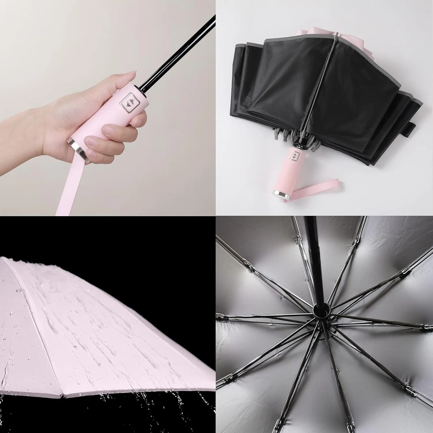 BAODINI Inverted UV Umbrella for Rain and Sun Medium Size UPF 50  Rverse Compact Umbrella Auto Open Close
