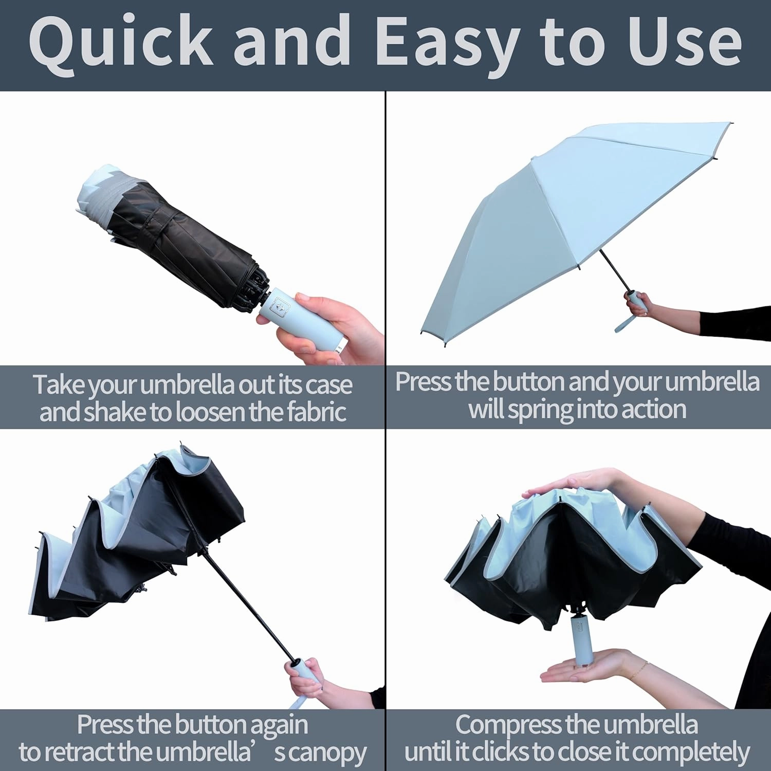 BAODINI Inverted UV Umbrella for Rain and Sun Medium Size UPF 50  Rverse Compact Umbrella Auto Open Close