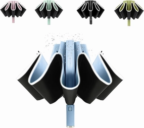 BAODINI Inverted UV Umbrella for Rain and Sun Medium Size UPF 50  Rverse Compact Umbrella Auto Open Close
